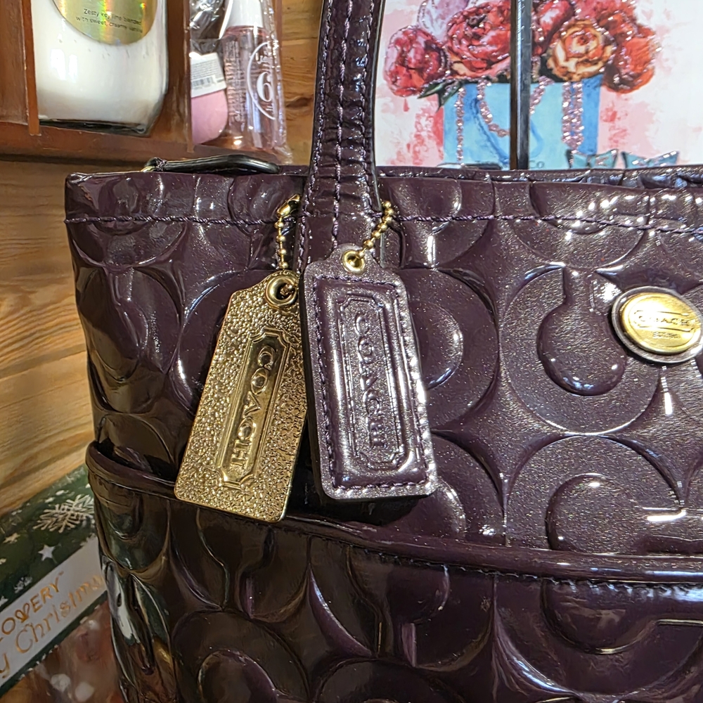 Coach Elegant Purple Designer Tote Bag - Picture 2 of 7